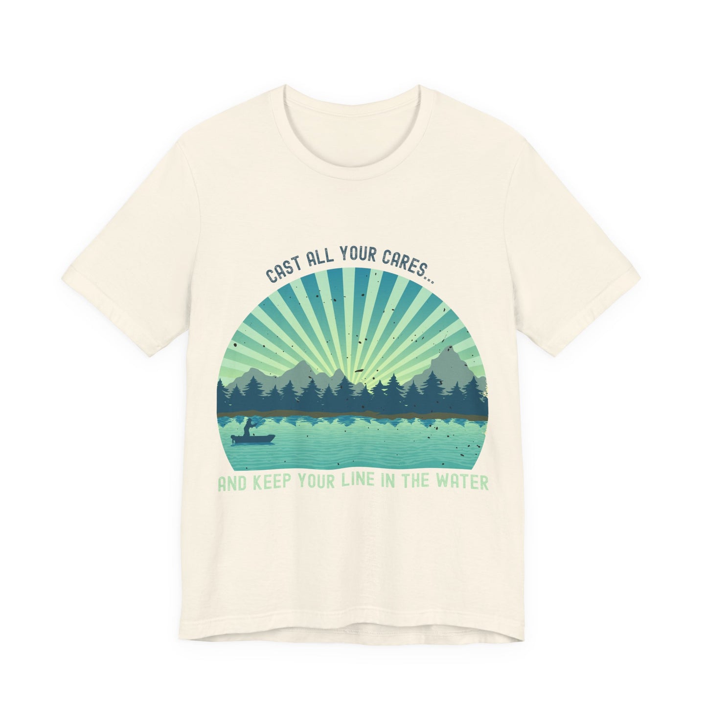 "Cast All Your Cares and Keep Your Line in the Water" – Retro Fishing Faith T-Shirt | Inspirational Tee