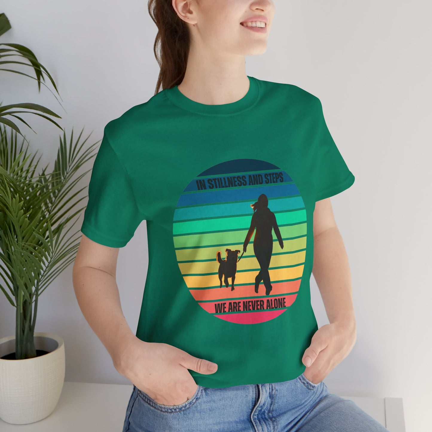 Be Still and Walk: Christian Dog Lover T-Shirt | Psalm 23 Inspired Sunset Silhouette