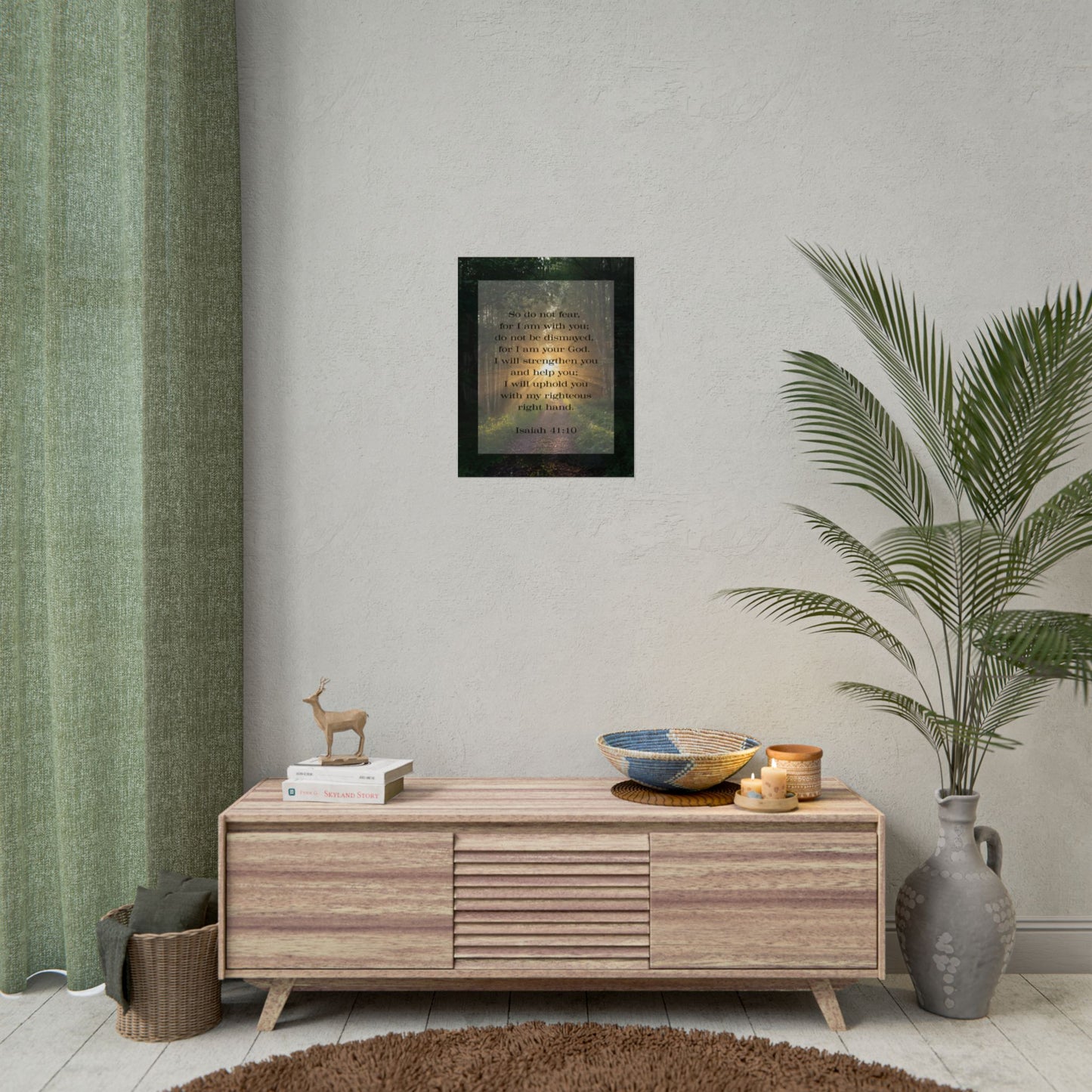 Bible Verse Wall Art Forest and Isaiah 41:10
