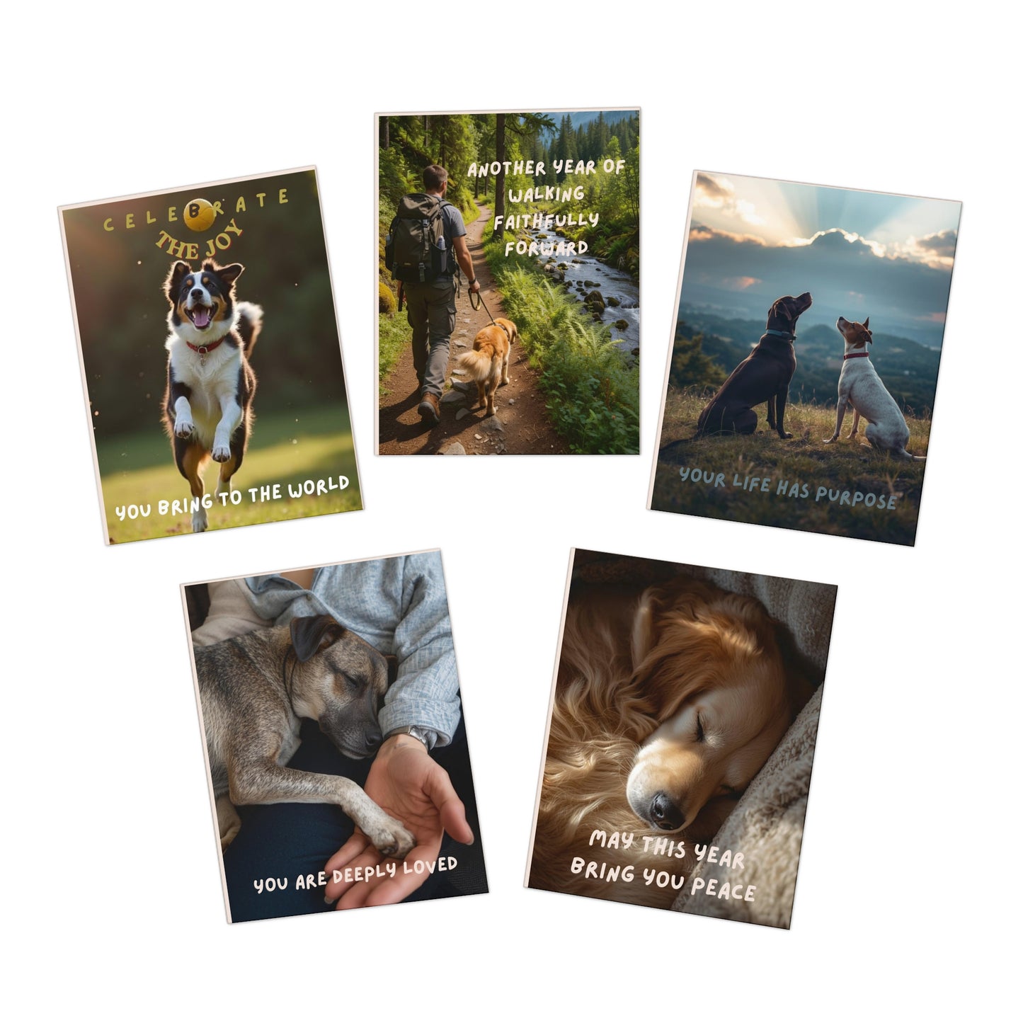 Christian Birthday Card Set – Encouragement & Faith-Inspired Cards for Dog Lovers (Set of 5)