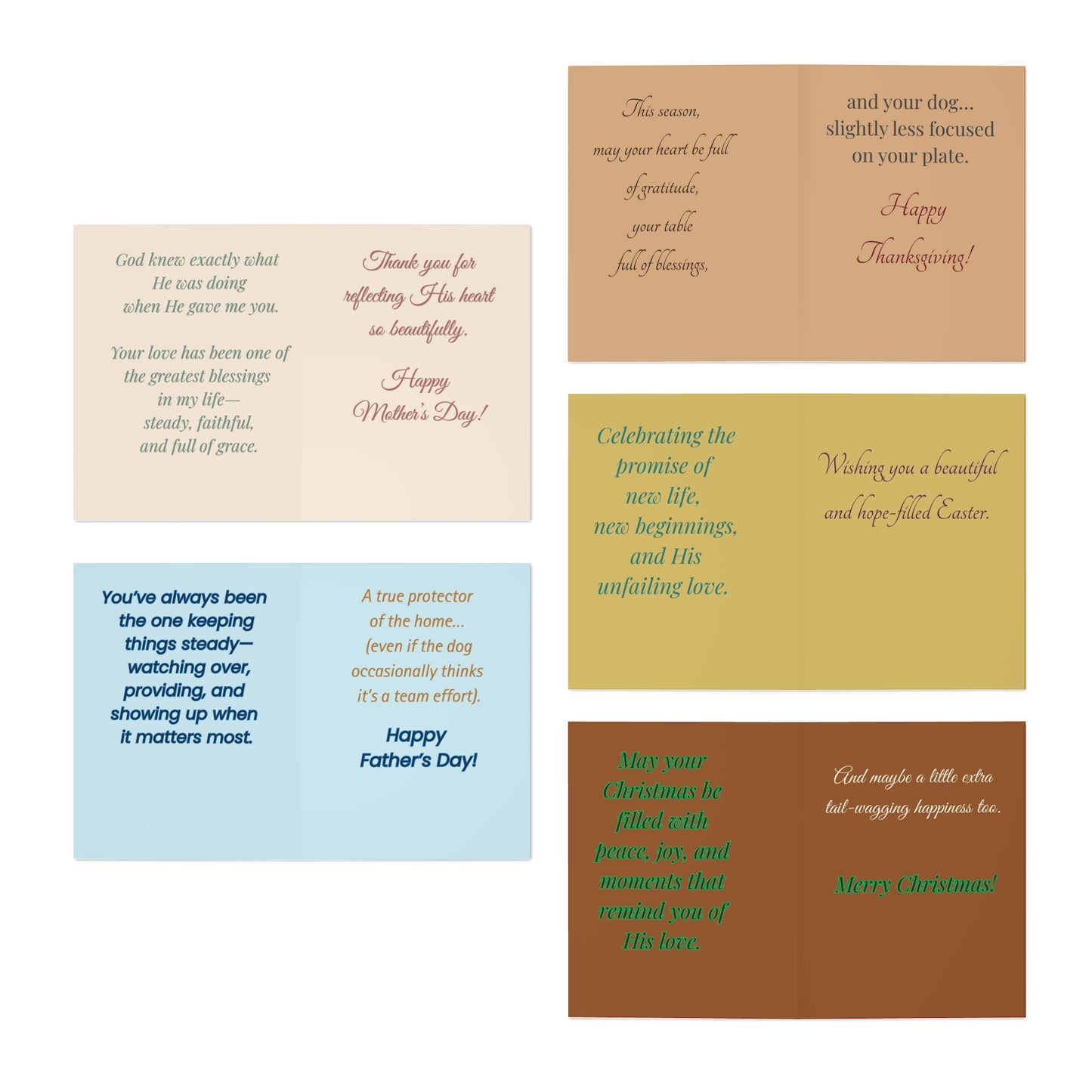 Faith-Based Holiday Card Set | Christian Greeting Cards for Every Season | Dog Lover Encouragement Card Bundle (5-Pack)