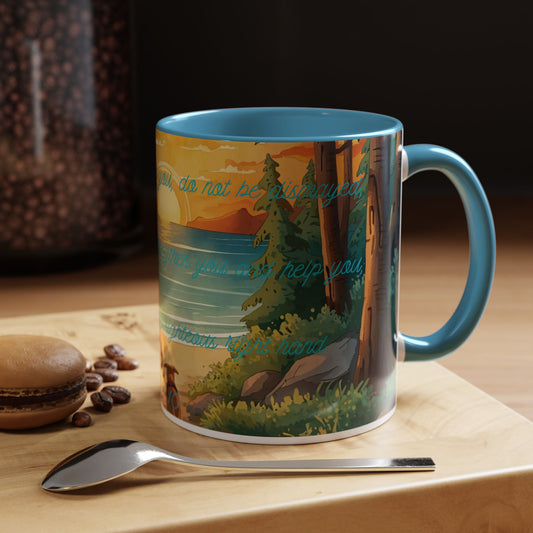 Mug - Woman and Dog Walking Towards Light with Isaiah 41:10 Verse