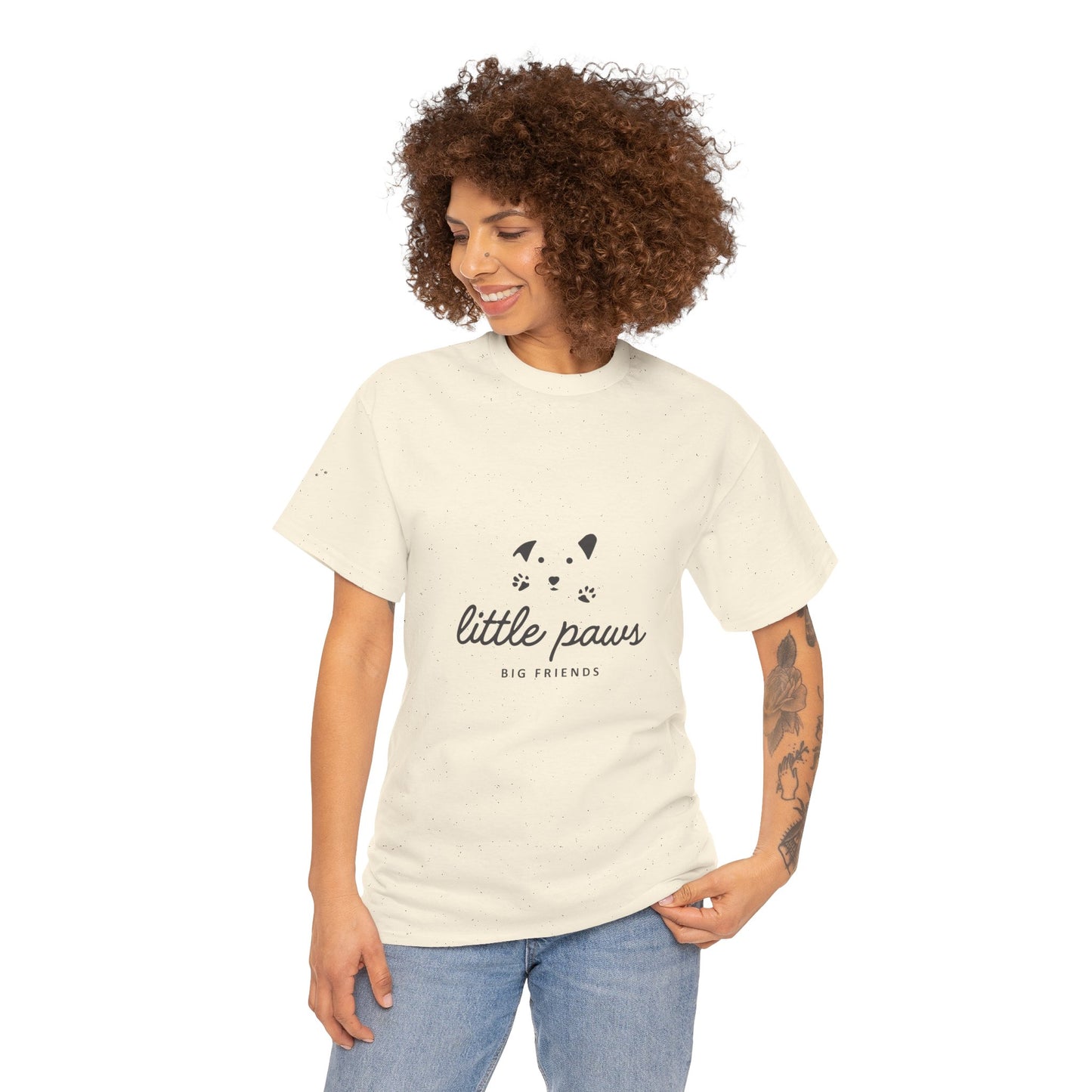 Unisex Heavy Cotton Tee - 'Little Paws, Big Friends' - Perfect for Animal Lovers and Pet Owners