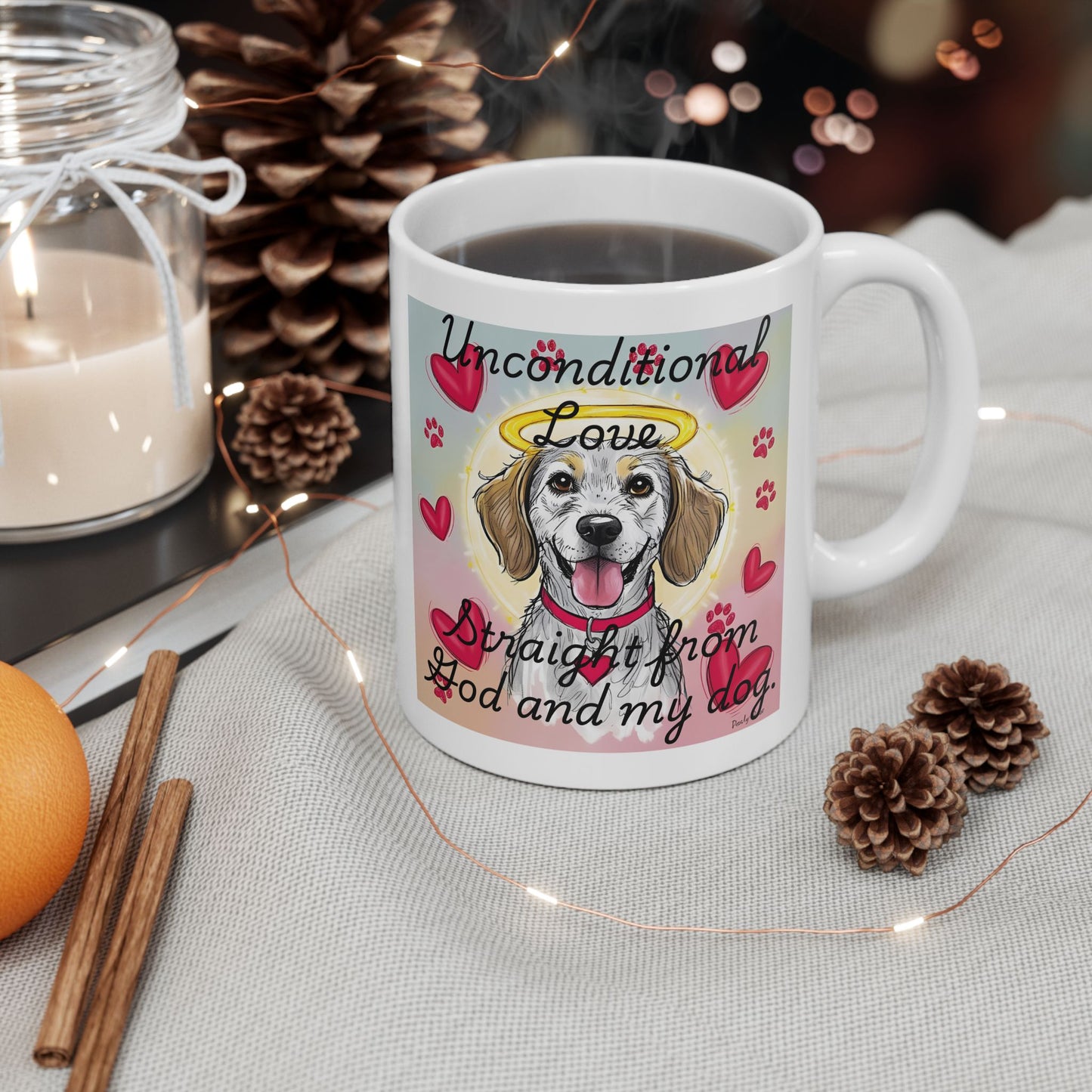 Faith & Dog Lover Mug – "Unconditional Love from God and My Dog" | Heart Design Gift for Pet Owners