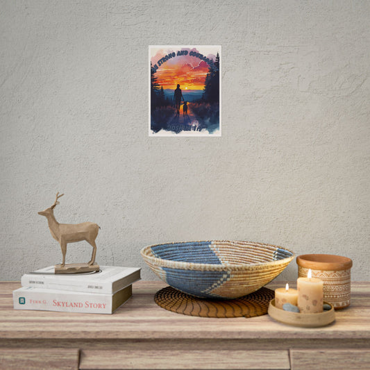 Bible Verse Wall Art Woman and Dog on Path Joshua 1:9 Be Strong and Courageous