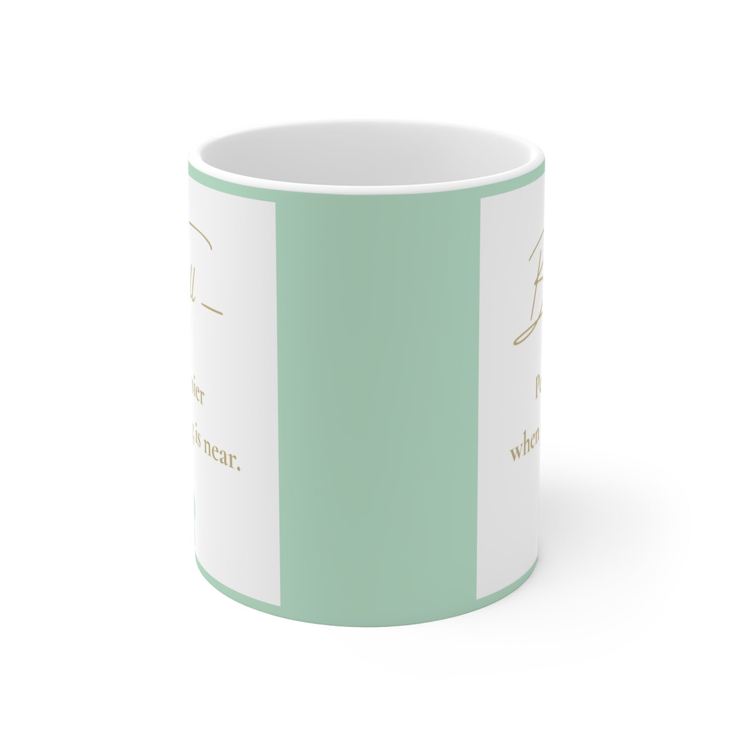 Be Still Mug – “Peace is Easier When Your Dog Is Near” – Christian Dog Lover Mug with Sage Green Paw Accent – Front & Back Design – Inspirational Scripture Gift