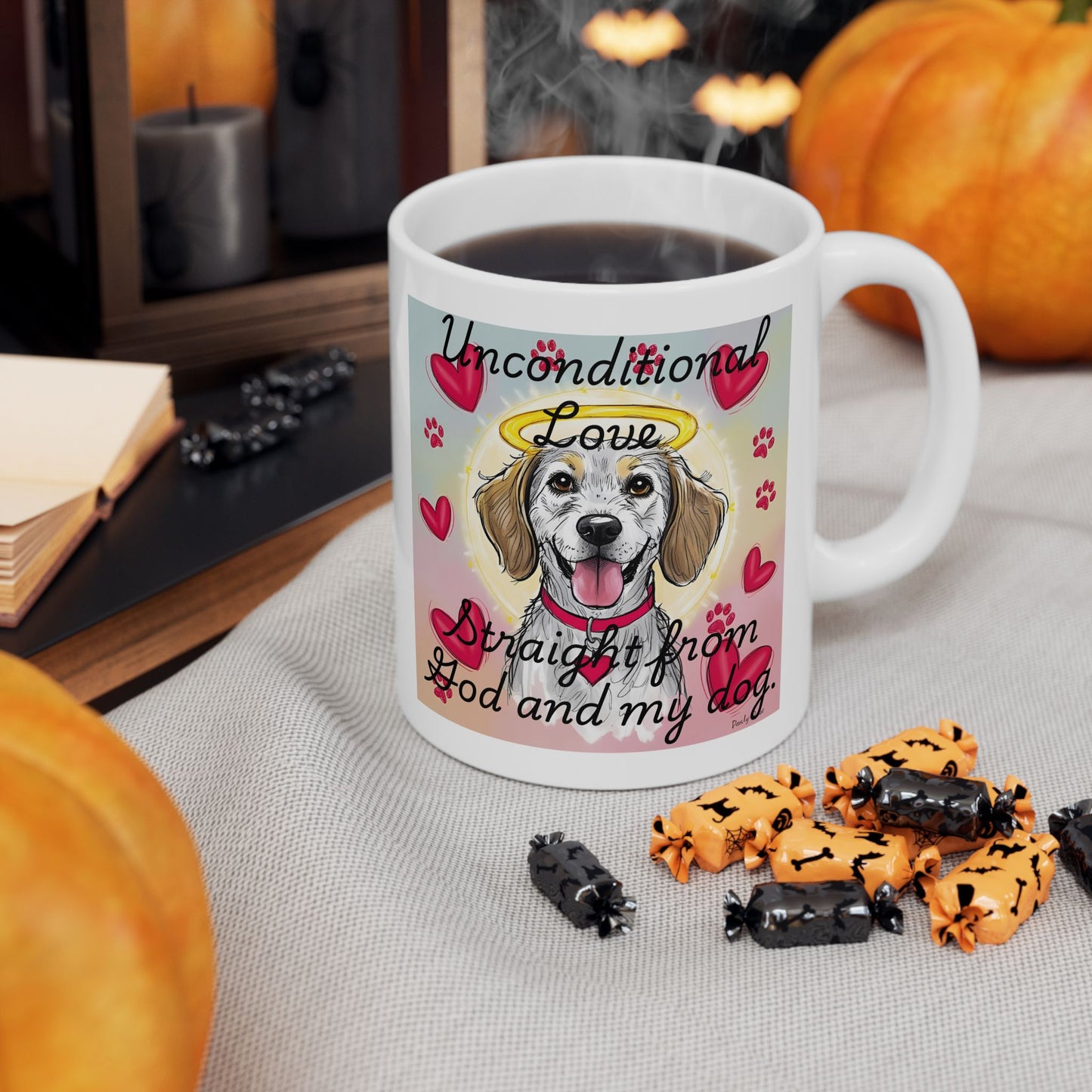 Faith & Dog Lover Mug – "Unconditional Love from God and My Dog" | Heart Design Gift for Pet Owners