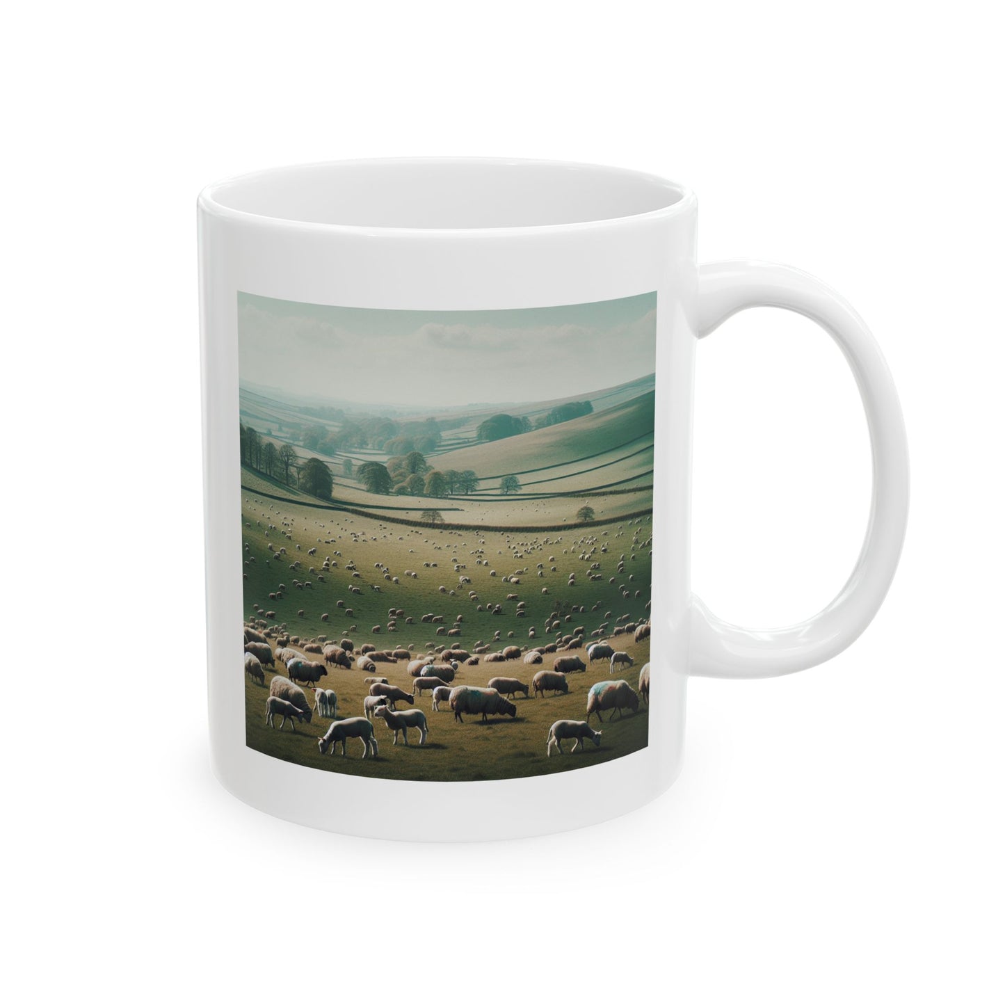 Inspirational Bible Verse Mug - The Lord is My Shepherd - Psalm 23 Christian Motivational Mug - Sheep in the Pasture
