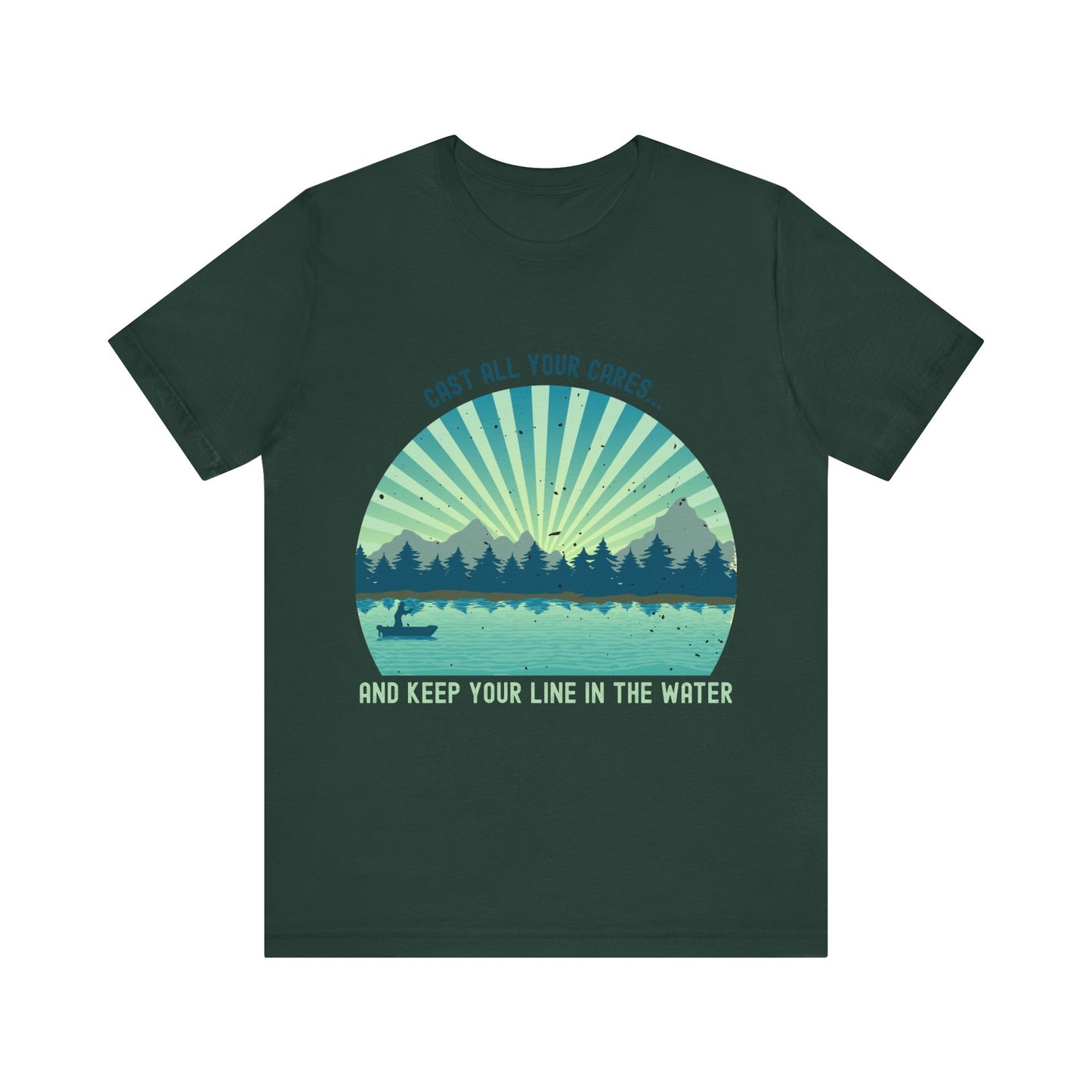 "Cast All Your Cares and Keep Your Line in the Water" – Retro Fishing Faith T-Shirt | Inspirational Tee
