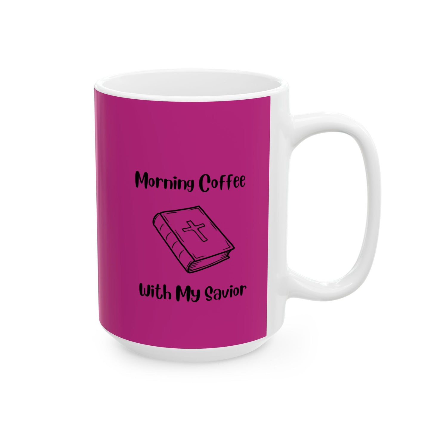 Pink Inspirational Ceramic Mug - Morning Coffee with My Savior - Psalm 119:105
