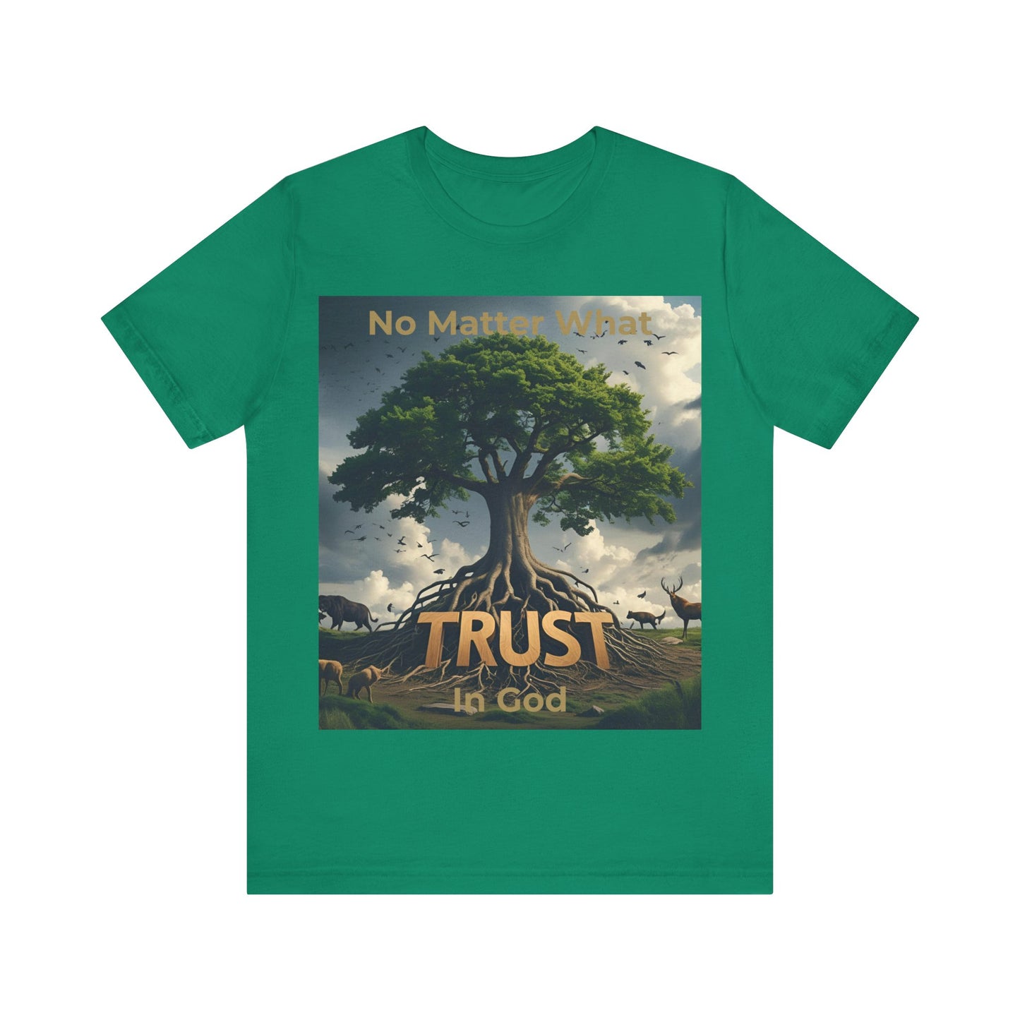 "No Matter What, Trust in God" Christian T-Shirt – Rooted Faith Graphic Tee with Storm & Wildlife
