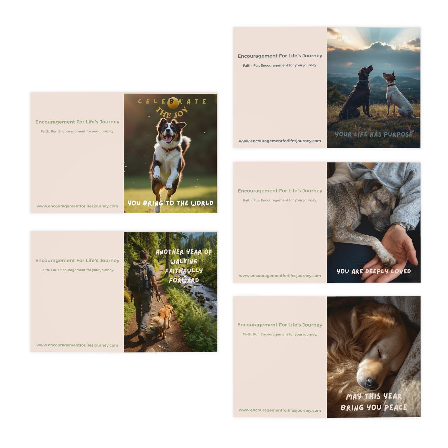 Christian Birthday Card Set – Encouragement & Faith-Inspired Cards for Dog Lovers (Set of 5)