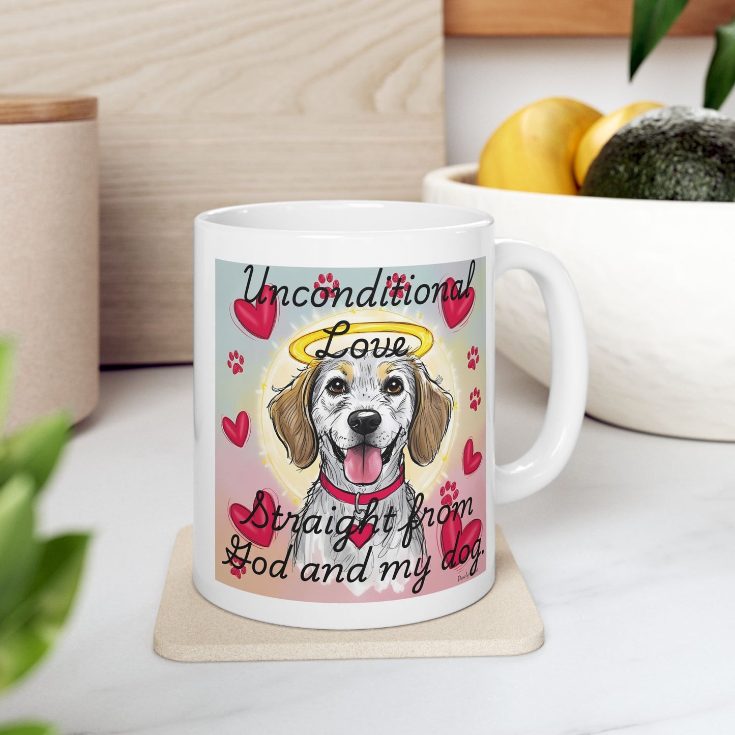 Faith & Dog Lover Mug – "Unconditional Love from God and My Dog" | Heart Design Gift for Pet Owners