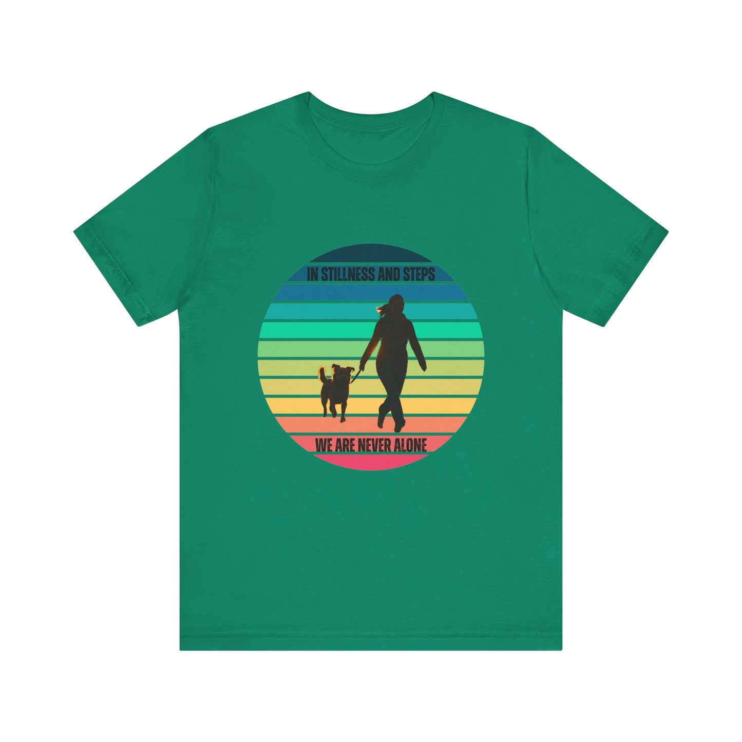 Be Still and Walk: Christian Dog Lover T-Shirt | Psalm 23 Inspired Sunset Silhouette