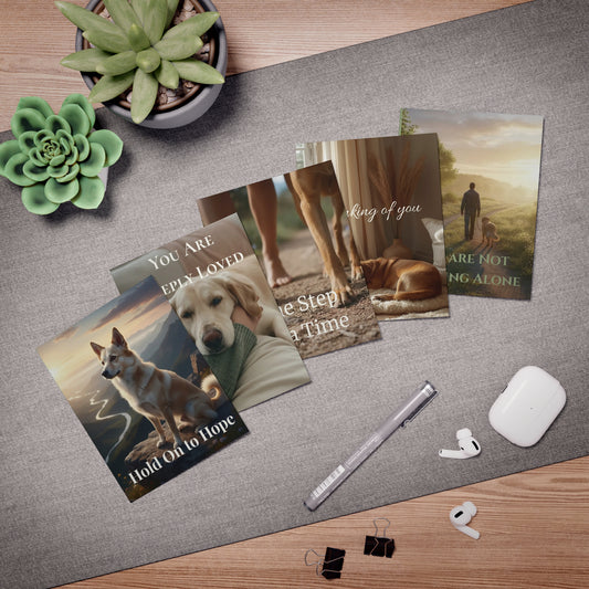 Encouragement Greeting Card Set (5-Pack) – Thinking of You Cards with Faith-Inspired Messages & Dog-Themed Designs