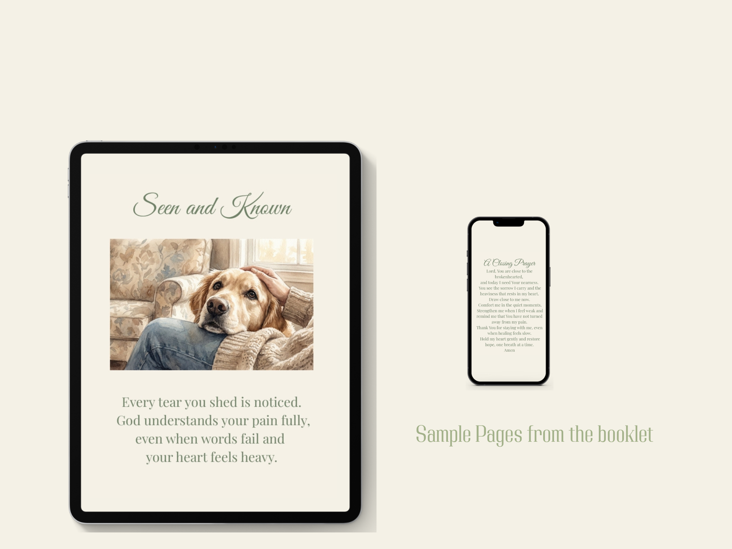 Close to the Brokenhearted – Psalm 34:18 | Gentle Christian Comfort Digital Download with Dog Artwork