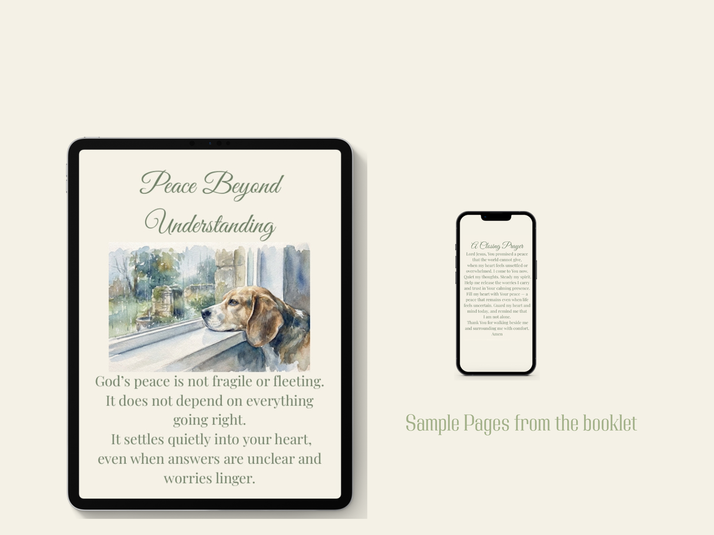 My Peace I Give to You – John 14:27 | Christian Comfort Digital Download with Watercolor Dog Artwork